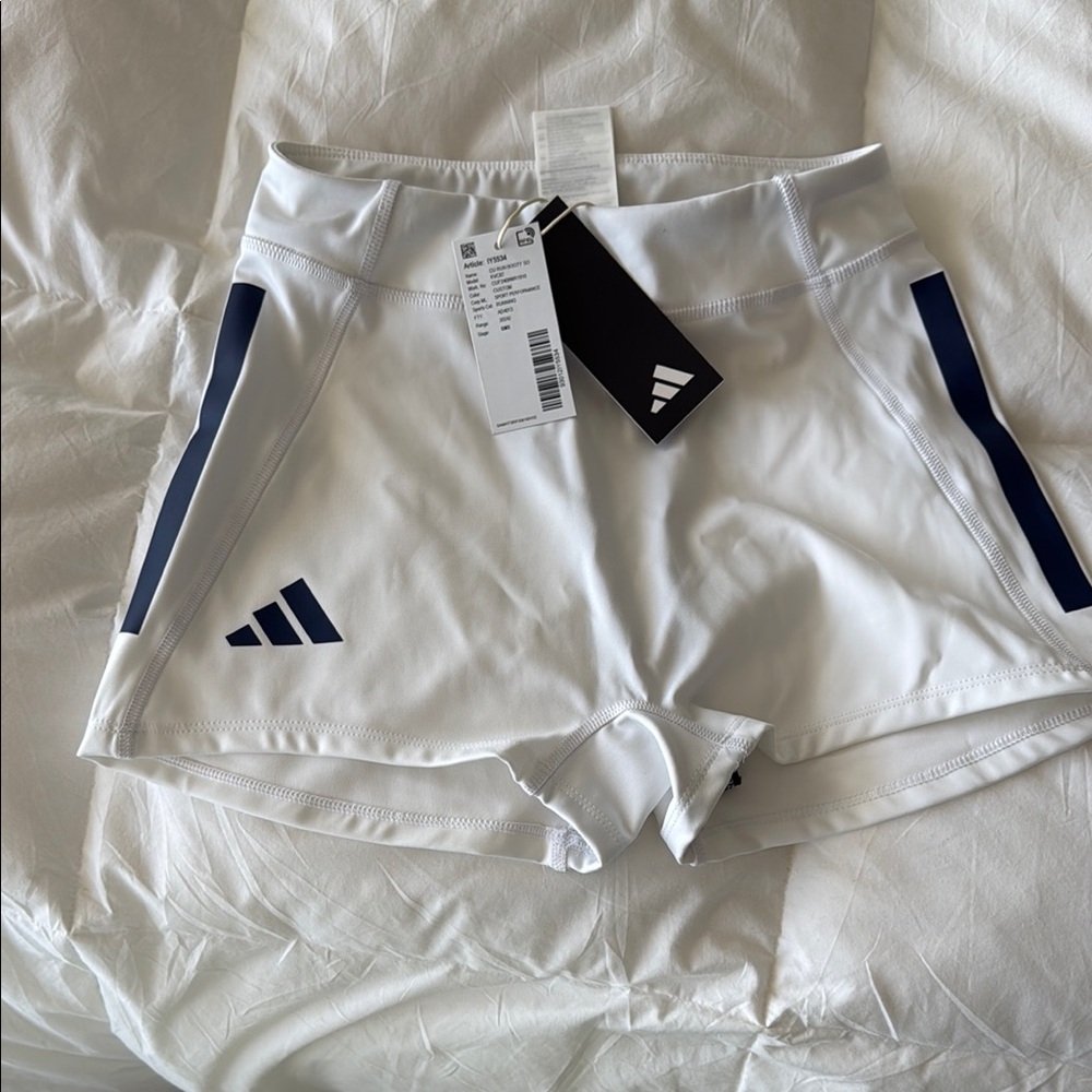 Adidas White and Blue Sports Shorts/ Booty Running shorts